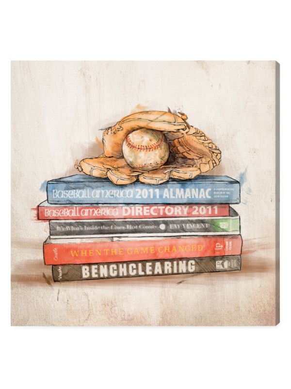 Oliver Gal Baseball & Books Print Canvas Wall Art Canvas Print